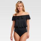 Dreamsuit By Miracle Brands Women's Slimming Control Off The Shoulder Blouson One Piece - Black