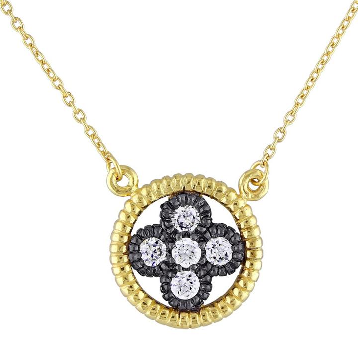 Target 0.9 Ct. T.w. Cubic Zirconia Pendant Necklace In Yellow And Black Rhodium Plated Sterling Silver - Gold/white