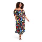 Plus Size Floral Off The Shoulder Puff Sleeve Dress - Rixo For Target Black