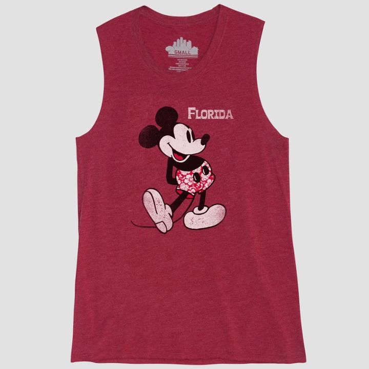 Disney Women's Mickey Mouse Florida Graphic Tank Top - Awake Red