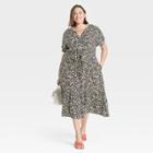Women's Plus Size Short Sleeve Abstract Shirtdress - Ava & Viv Black X