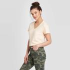 Women's Relaxed Fit Short Sleeve V-neck T-shirt - Universal Thread Cream Xs, Women's, Ivory
