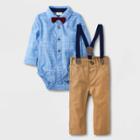 Baby Boys' 'little Man' Chambray Suspender Set - Cat & Jack Light Blue Newborn