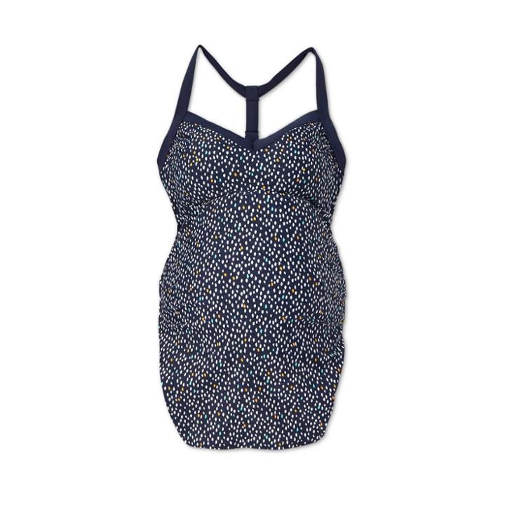 Maternity Polka Dot Y-back Tankini Top - Isabel Maternity By Ingrid & Isabel Navy