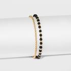 Silver Plated Onyx Bead Pave Disc Bracelet - A New Day Gold