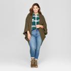 Women's Plus Size Long Sleeve Cocoon Open Layering - Universal Thread Olive (green)