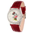 Women's Disney Minnie Mouse Silver Alloy Glitz Watch - Red,
