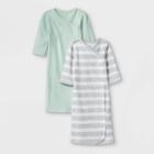 Baby Boys' 2pk 'abc' Nightgown - Cloud Island Mint Preemie, Blue/green