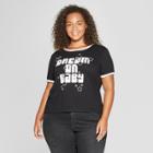Women's Plus Size Short Sleeve Dream On Baby Cropped Graphic T-shirt - Mighty Fine (juniors') Black/white