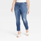 Women's Plus Size Mid-rise Skinny Jeans - Ava & Viv Medium Wash 14w,