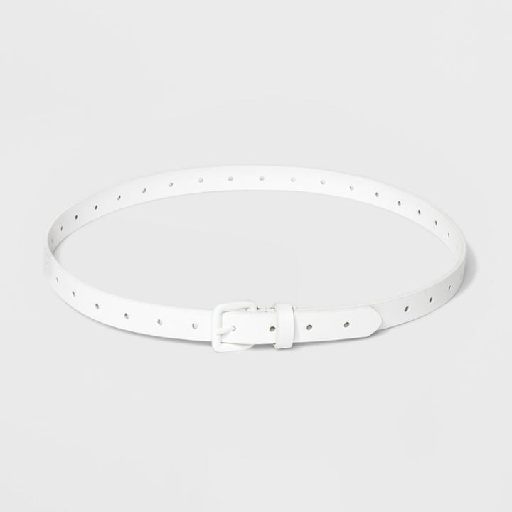Women's Laser Cut Belt With Matching Buckle - A New Day White