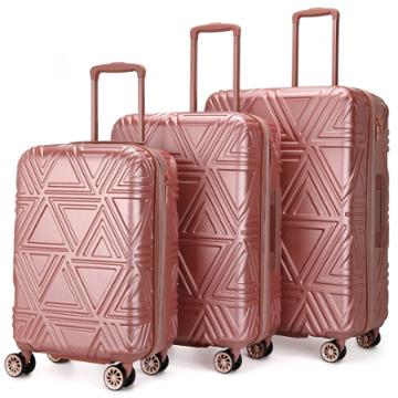 Badgley Mischka Contour Expandable Hardside Checked 3pc Luggage Set - Rose Gold