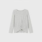 Girls' Long Sleeve Striped Cozy Pullover - Cat & Jack Gray