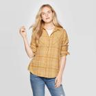 Women's Plaid Long Sleeve Cotton Flannel Shirt - Universal Thread Gold