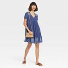 Women's Short Sleeve Embroidered Dress - Knox Rose Blue