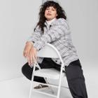 Women's Plus Size Plaid Long Sleeve Collared Oversized Button-down Flannel Shirt - Wild Fable Black/gray