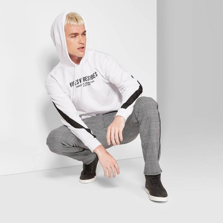 Men's Drop Shoulder Graphic Pullover Sweater - Original Use - White M, Men's,
