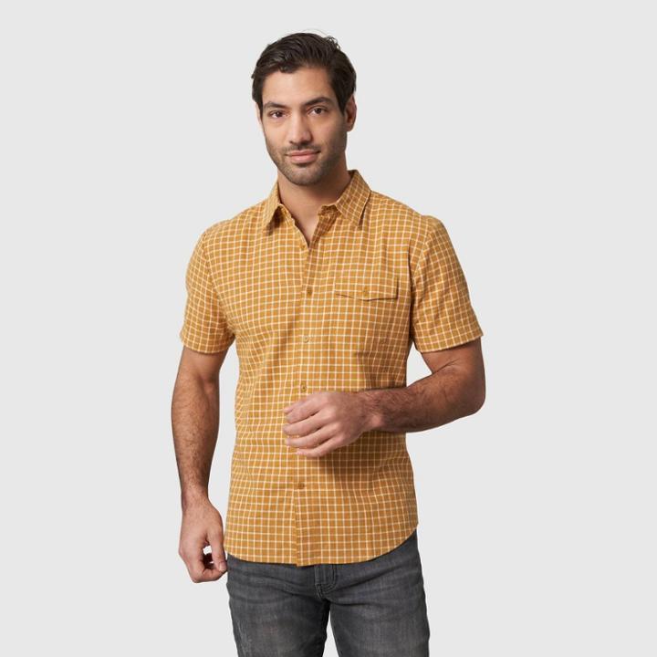 United By Blue Men's Short Sleeve Button-down Shirt - Plaid/sand
