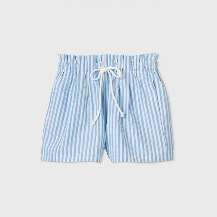 Women's Striped High-rise Drawstring Paperbag Shorts - Wild Fable Blue/white Xs,