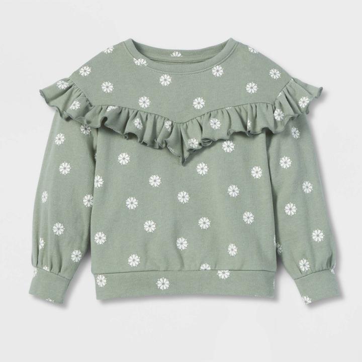 Grayson Collective Toddler Girls' Daisy Ruffle French Terry Sweatshirt -