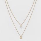 Teardrop Two Row Short Necklace - A New Day Gold/clear,
