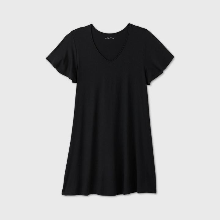 Women's Plus Size Short Sleeve A-line Dress - Ava & Viv Black X, Women's