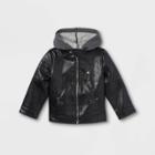 Toddler Boys' Hooded Moto Jacket - Art Class Black