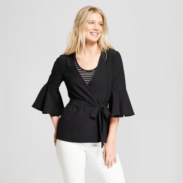 Women's Bell Sleeve Wrap Cardigan - Loramendi Black