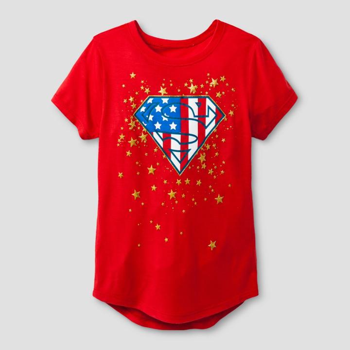 Supergirl Girls' Dc Comics Dc Super Hero Girls Short Sleeve T-shirt - Red