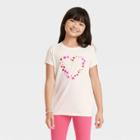Girls' Valentine's Day 'heart' Short Sleeve Graphic T-shirt - Cat & Jack Cream