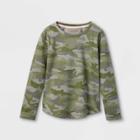 Girls' Camo Printed Long Sleeve T-shirt - Cat & Jack Green