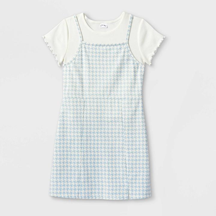 Girls' 2 For 1 Knit Slip Dress - Art Class Blue