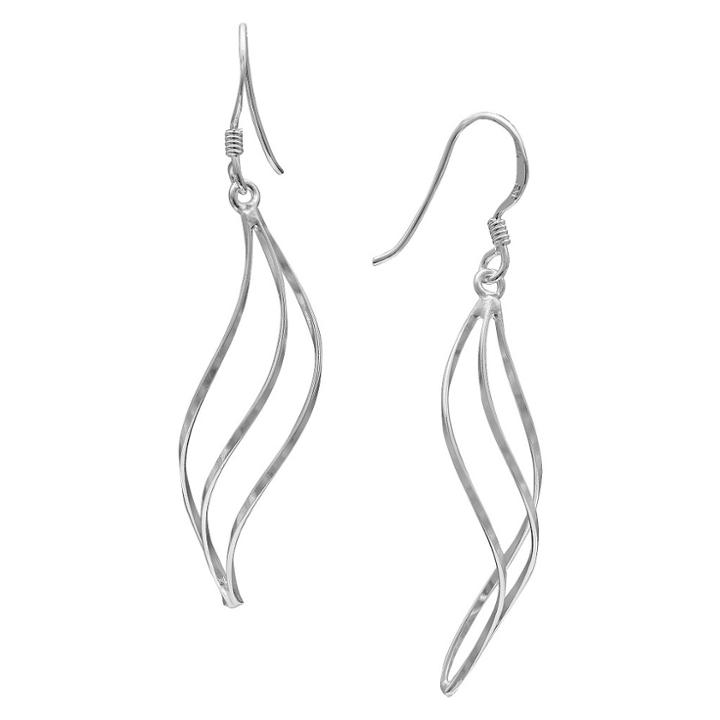 Distributed By Target Women's Sterling Silver Drop Spiral Earrings -