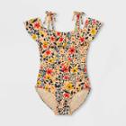 Girls' Floral Print One Piece Swimsuit - Cat & Jack Yellow