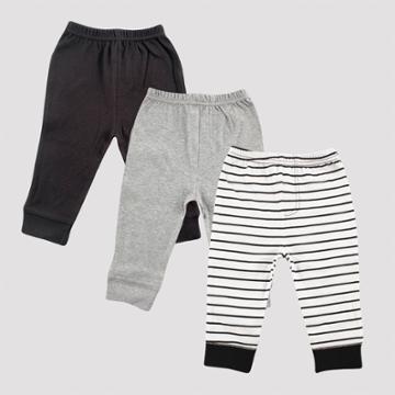 Luvable Friends Baby 3pk Stripped Tapered Ankle Pull-on Pants - Black/gray 3m, Kids Unisex