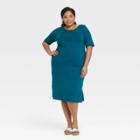 Women's Plus Size Short Sleeve Knit T-shirt Dress - Ava & Viv Teal