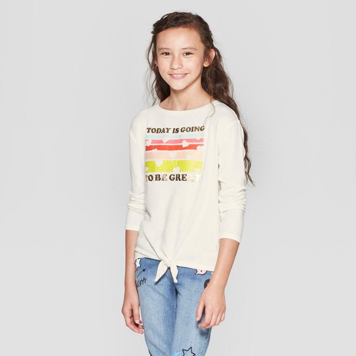 Girls' Long Sleeve Today Cozy Pullover - Cat & Jack Cream