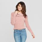 Women's Chenille Cowl Neck Crop Pullover Sweater - Almost Famous (juniors') Pink