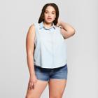 Women's Plus Size Sleeveless Denim Shirt - Universal Thread Light Wash X, Blue