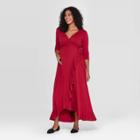 Maternity 3/4 Sleeve Knit Wrap Maxi Dress - Isabel Maternity By Ingrid & Isabel Ruby L, Women's, Size: