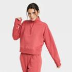 Women's Quarter Zip Sweatshirt - A New Day Dark Pink