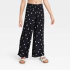 Girls' Floral Print Wide Legged Cover Up Pants - Art Class Black