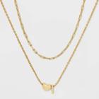 14k Gold Dipped 'i' Initial With Heart Chain Necklace - A New Day Gold