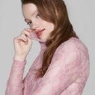 Women's Long Sleeve Sheer Lace Turtleneck - Wild Fable Mauve (pink)