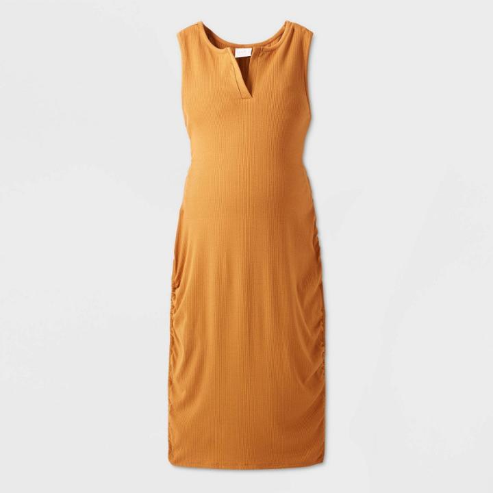 Maternity Sleeveless Rib T-shirt Dress - Isabel Maternity By Ingrid & Isabel Orange