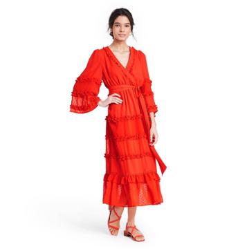 Angel Sleeve Tiered Ruffle Dress - Alexis For Target Dark Orange Xxs