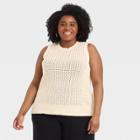 Women's Plus Size Crewneck Tank Sweater Vest - A New Day Cream