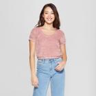 Women's Short Sleeve Fuzzy Crop Sweater T-shirt - Soul Cake (juniors') Mauve