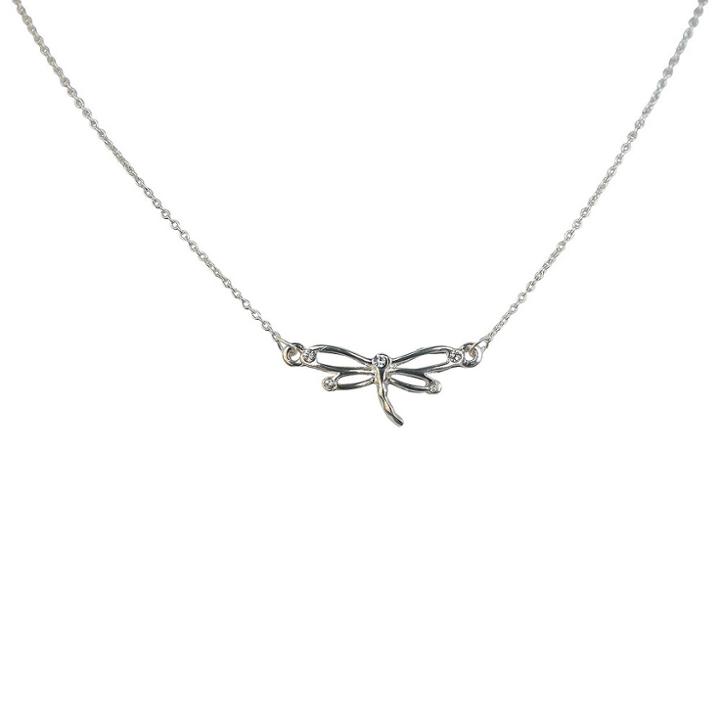 Zirconite Dragonfly Pendant Station Necklaces With Crystals - 16, Women's,