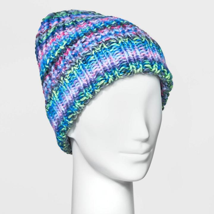 Women's Striped Beanie - Wild Fable Blue